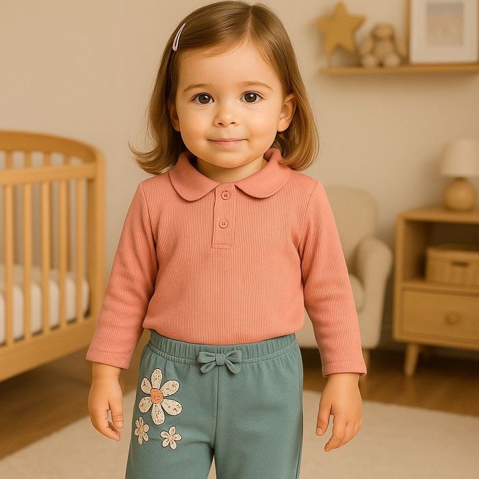 Conjunto Infantil Menina com Blusa e Calça Estampada Flores