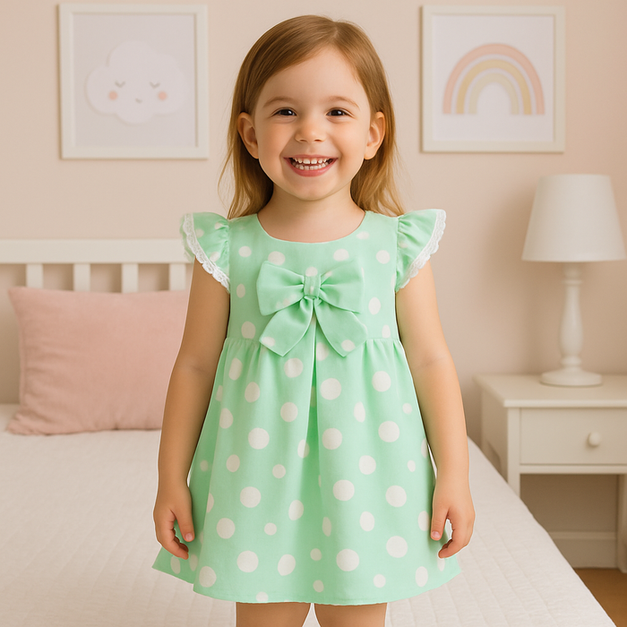 VESTIDO INFANTIL VERDE ESTAMPA  POÁ