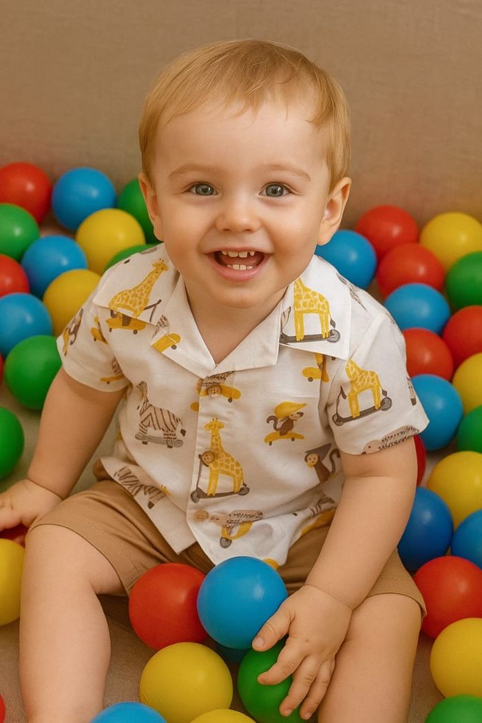 CONJUNTO INFANTIL MENINO CAMISA MANGA CURTA E BERMUDA DE SARJA