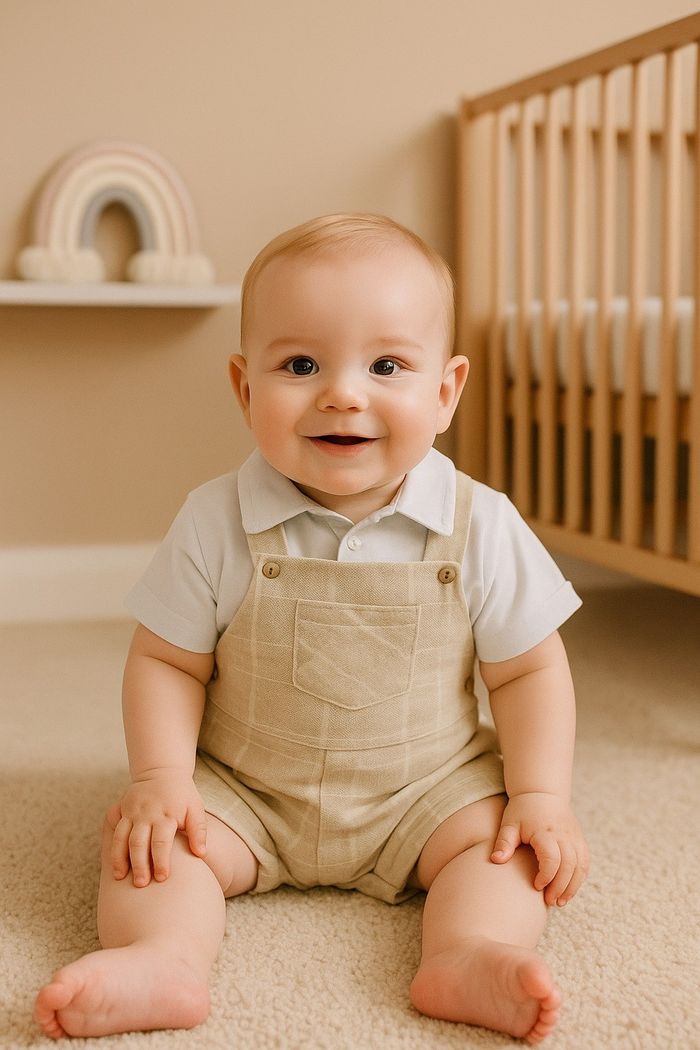 Conjunto Jardineira Bebê Curta Com Body Camisa
