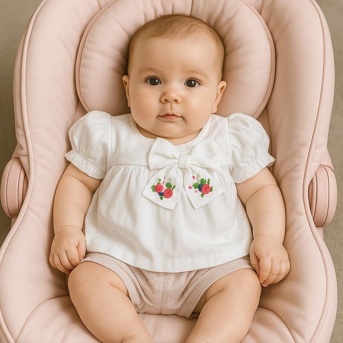 Conjunto Bebê Menina Bata Branca e Shorts