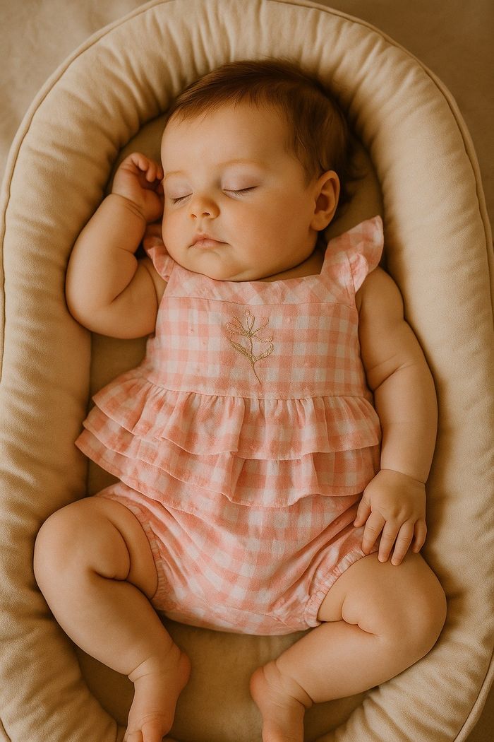 MACACÃO XADREZ ROSA BEBÊ MENINA