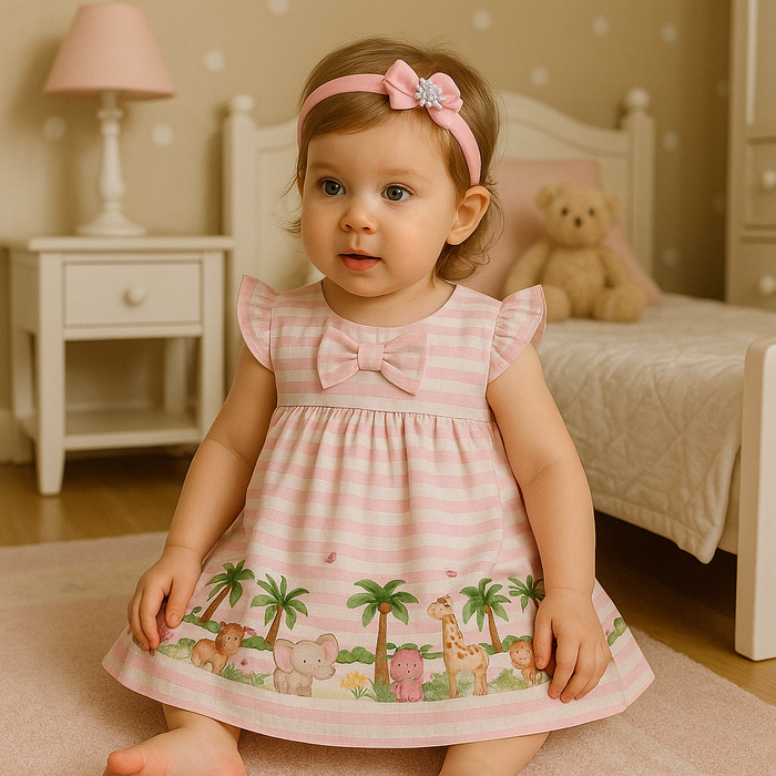 VESTIDO INFANTIL ESTAMPA BICHINHOS NA FLORESTA