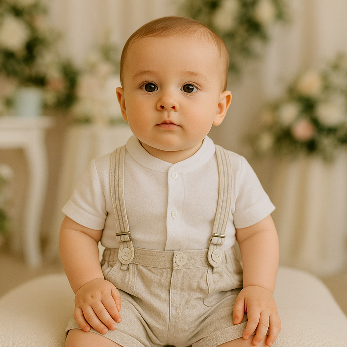 CONJUNTO CURTO BATIZADO BEBÊ MENINO