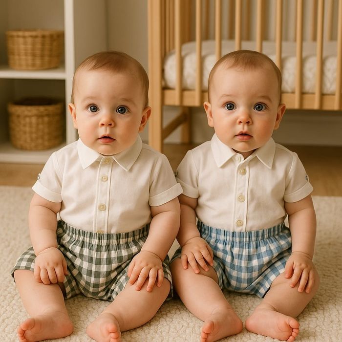 CONJUNTO BEBÊ COM BODY CAMISA E BERMUDA XADREZ