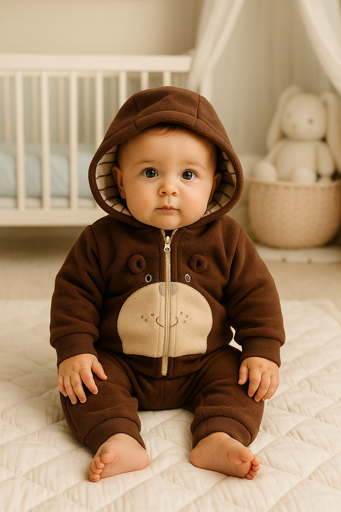 CONJUNTO  MENINO BEBÊ  ESTAMPA URSINHO COM CALÇA MARROM