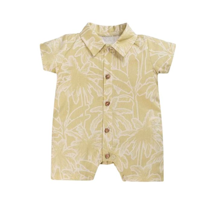 MACACÃO CURTO BEBÊ MENINO ESTAMPA TROPICAL