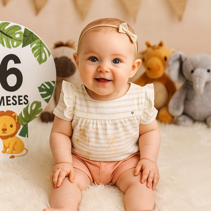 CONJUNTO BEBÊ MENINA BATA E SHORTS SAFARI CHIQUE