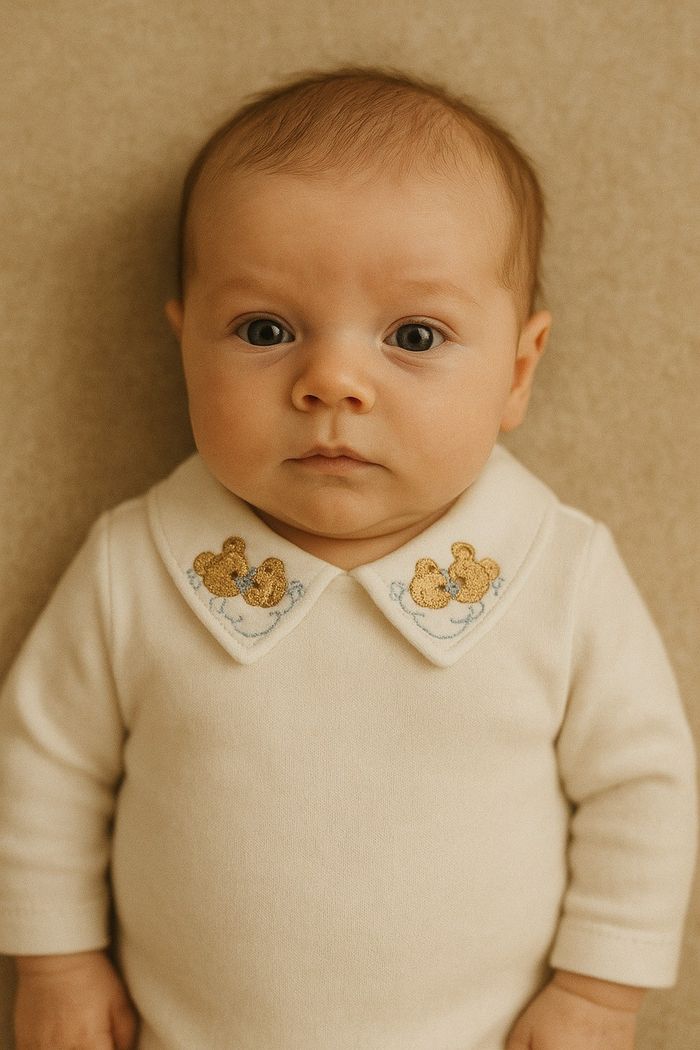 BODY BEBÊ MENINO GOLA BORDADA