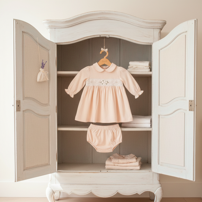VESTIDO BORDADO COM CALCINHA EM MALHA PERUANA SALMÃO