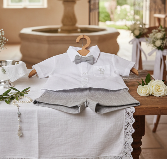 CONJUNTO SOCIAL INFANTIL MENINO COM GRAVATA BORBOLETA