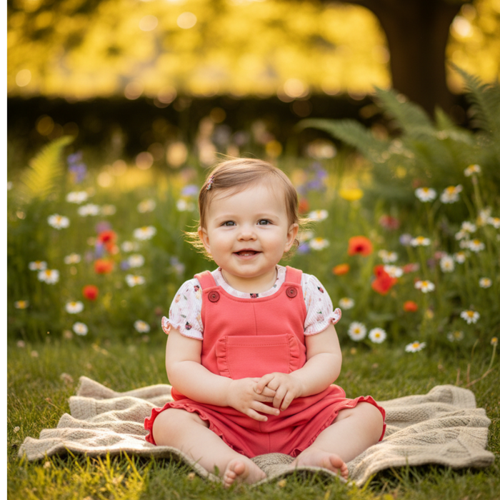 CONJUNTO BEBÊ MENINA JARDINEIRA EM MOLETINHO PREMIUM