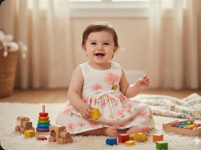 VESTIDO INFANTIL FLORAL COM LAÇO E DETALHES EM PÉROLAS