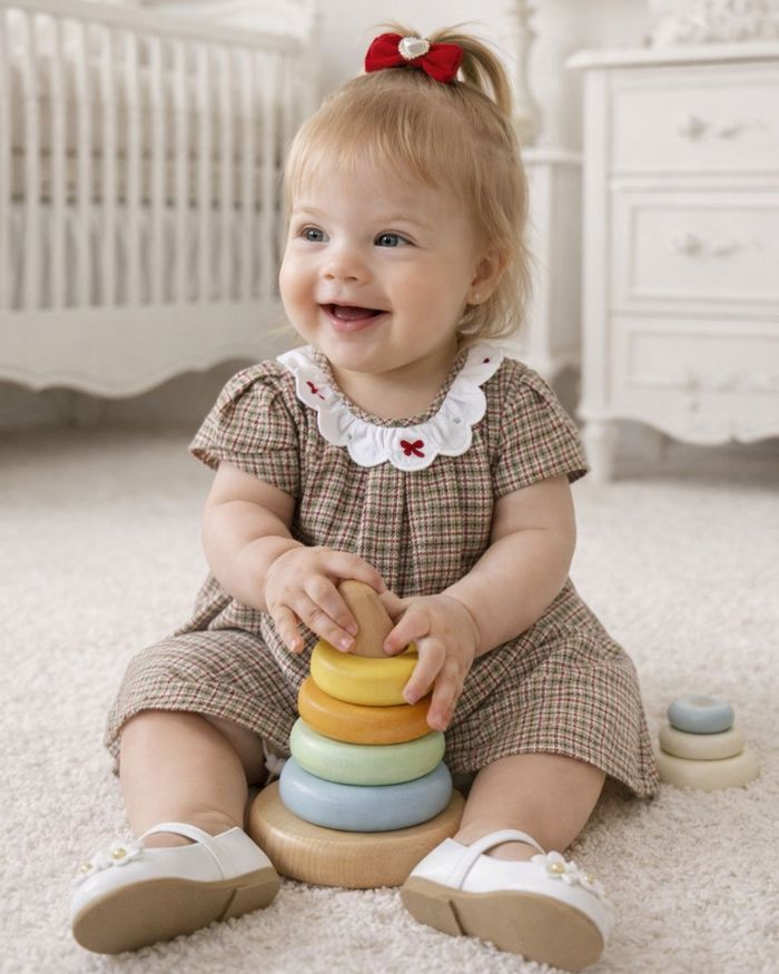 VESTIDO  COM GOLA BORDADA PARA BEBÊ