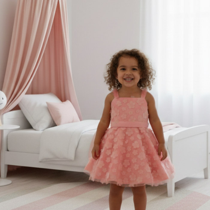 VESTIDO COM APLIQUE DE FLORES GLAMOUR