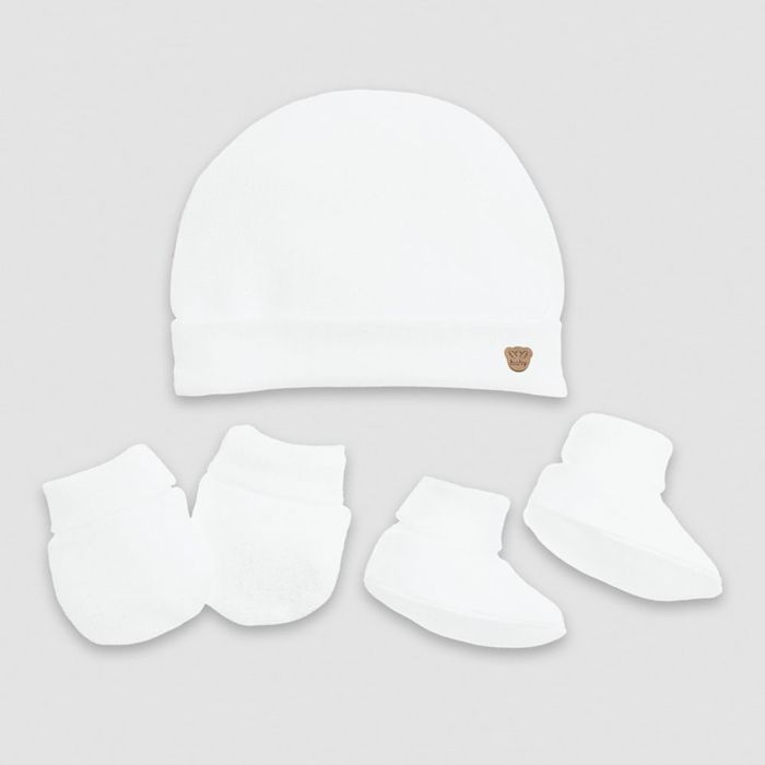Kit Bebê touca/luva/meia Fio Egípicio 100% Algodão