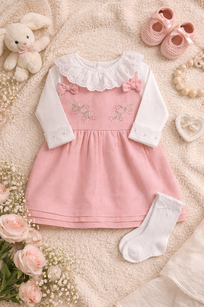 CONJUNTO BEBÊ MENINA SALOPETE E BODY MANGA LONGA 