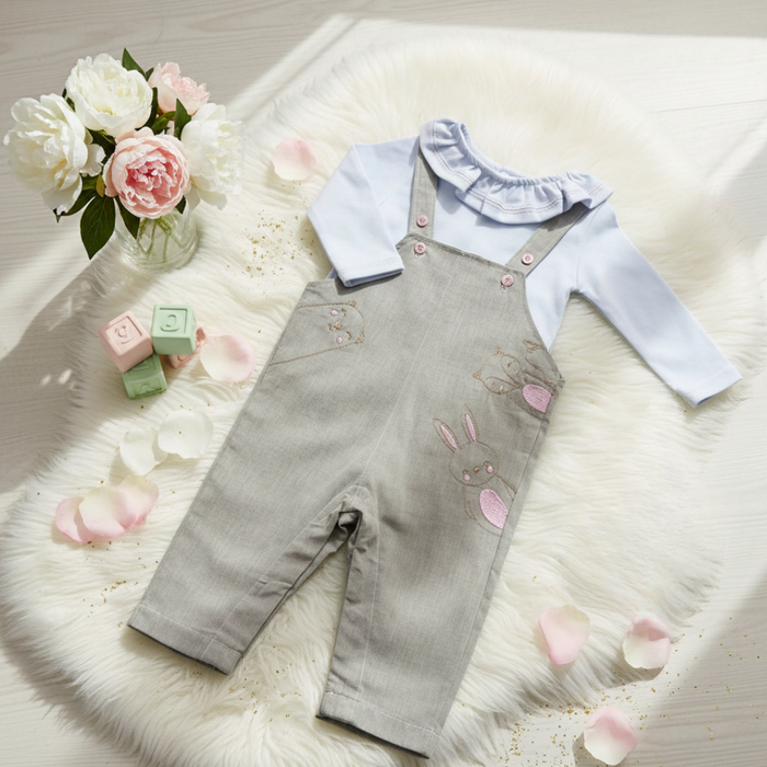 Conjunto Jardineira Longa E Body  Bebê Menina Bichinhos