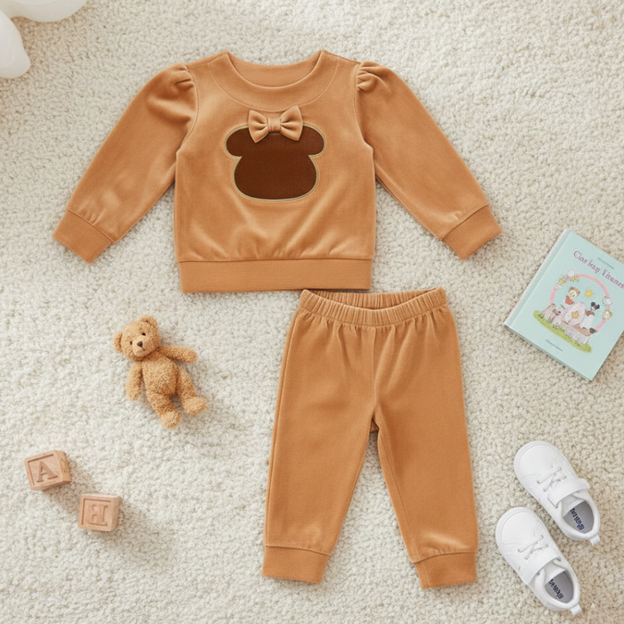 CONJUNTO INFANTIL MENINA BLUSA E CALÇA EM VELUDO 