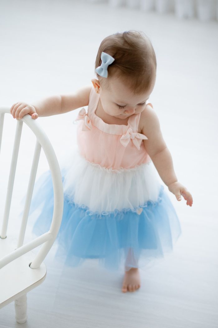 VESTIDO DE FESTAINFANTIL EM ALGODÃO E TULE