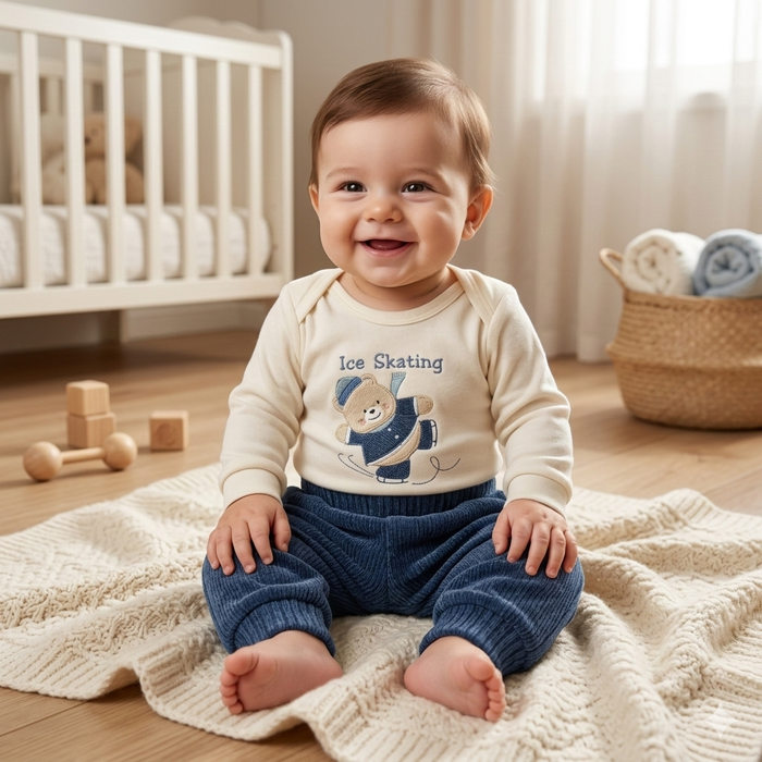 CONJUNTO BEBÊ BODY DE URSINHO PATINADOR E CALÇA SARUEL