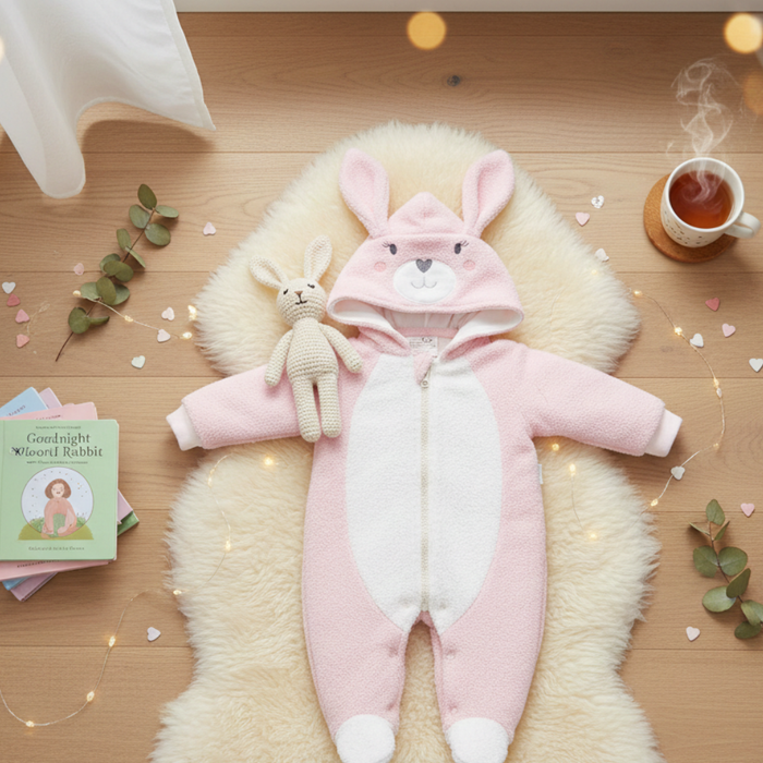 MACACÃO BEBÊ MENINA BICHINHO COELHINHO ROSA