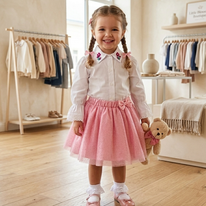 Camisa Infantil Meninas Gola Bordada