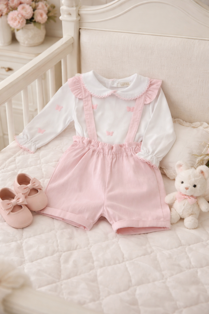 Conjunto Bebê Menina Body Manga Longa e Jardineira