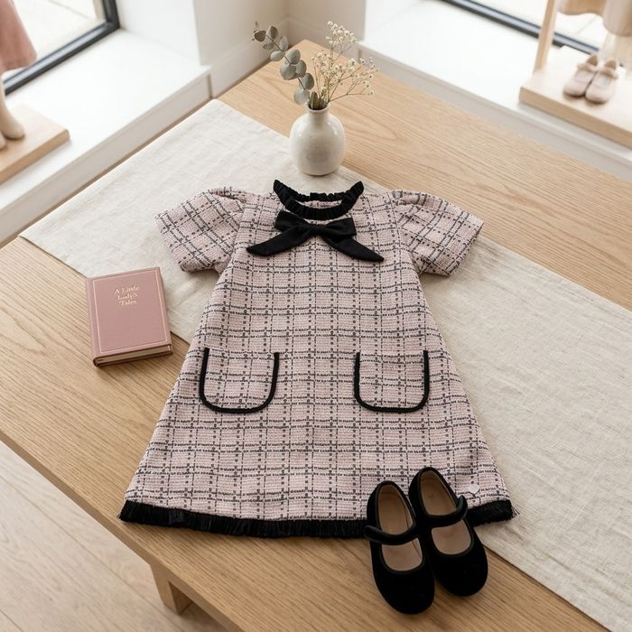 VESTIDO INFANTIL MENINA EM TWEED