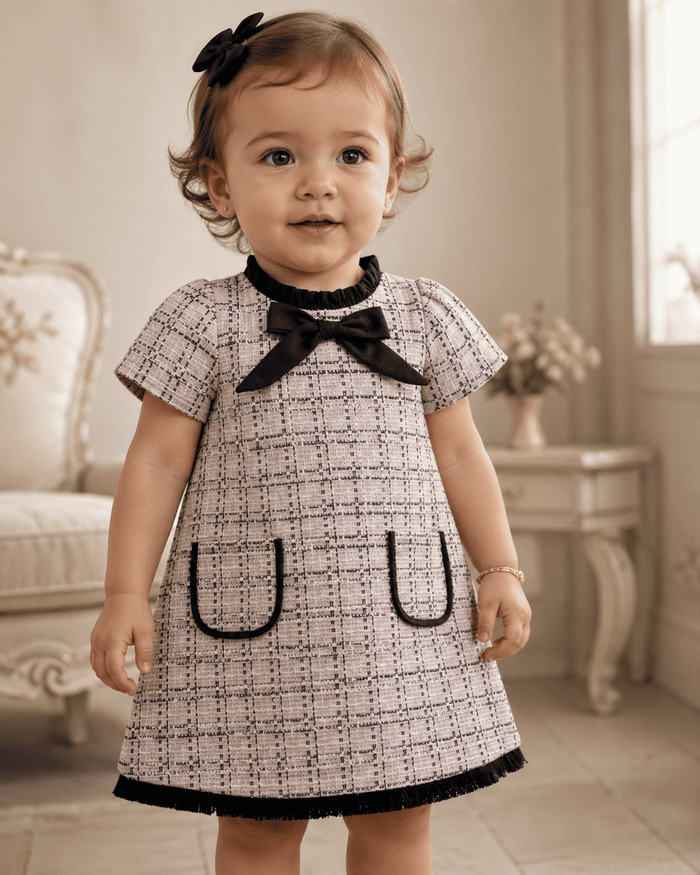 VESTIDO INFANTIL MENINA EM TWEED