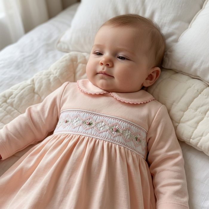VESTIDO BORDADO COM CALCINHA EM MALHA PERUANA SALMÃO