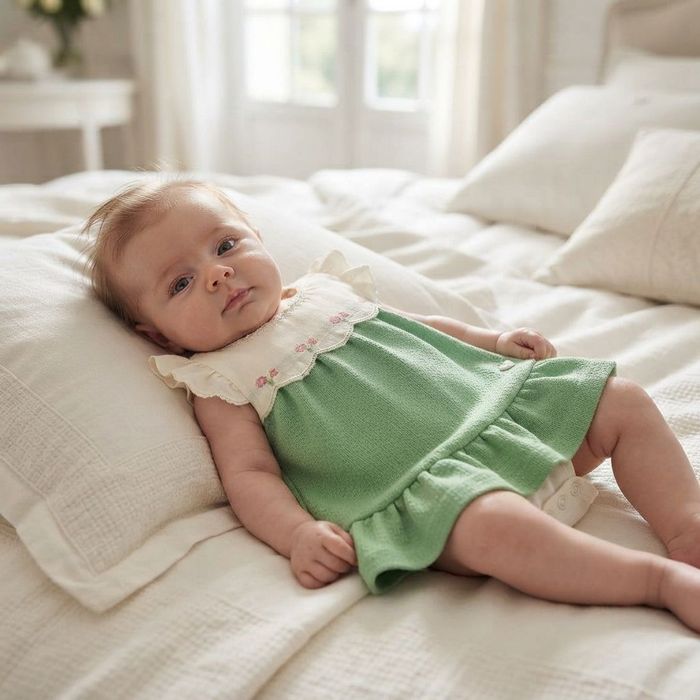 BODY BEBÊ COM VESTIDO SOBREPOSTO BORDADO FLORES