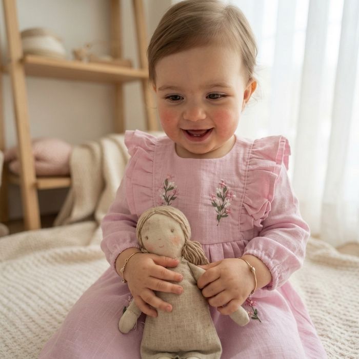 VESTIDO BEBÊ MANGA LONGA  ENCANTO ROSA 