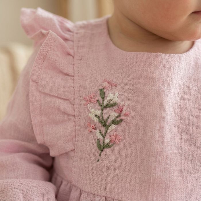 VESTIDO BEBÊ MANGA LONGA  ENCANTO ROSA 