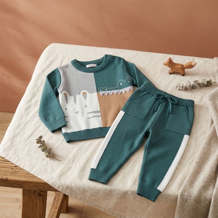 CONJUNTO INFANTIL MENINO BLUSA EM TRICÔ E CALÇA SELVA