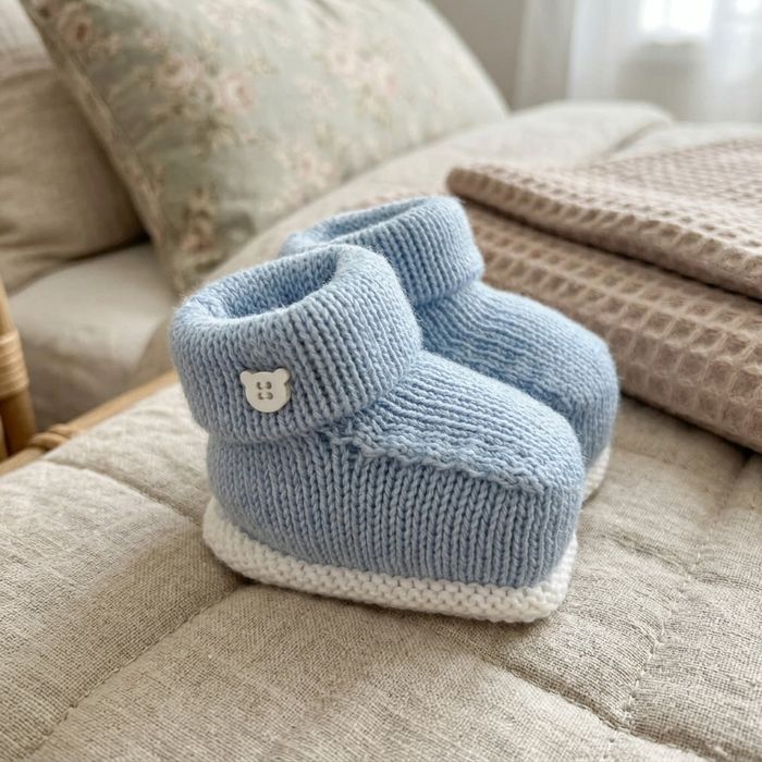 SAPATINHO BEBÊ AZUL COM DETALHE BRANCO