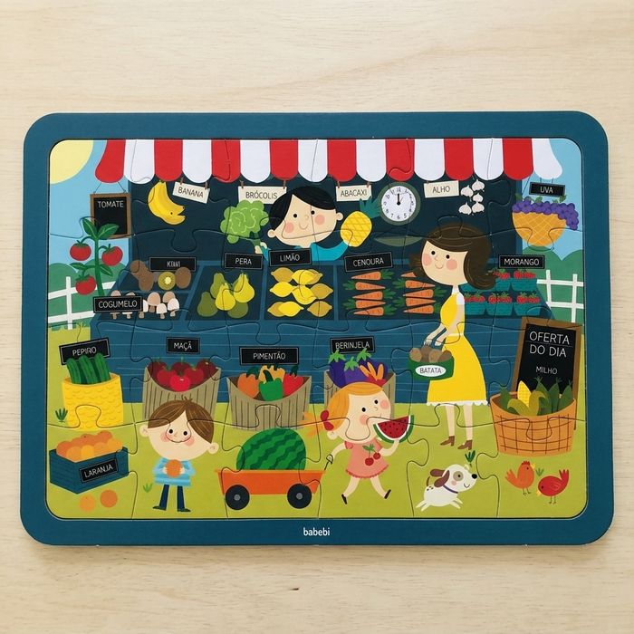 BRINQUEDO EDUCATIVO QUEBRA-CABEÇA 24 PEÇAS FEIRINHA DOS ALIMENTOS
