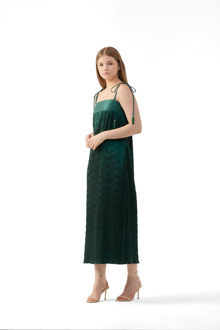 Vestido Pleated Straps