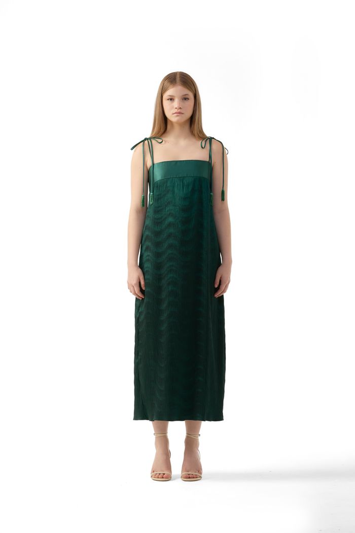 Vestido Pleated Straps