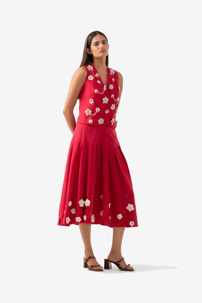 Colete Flores Vermelho