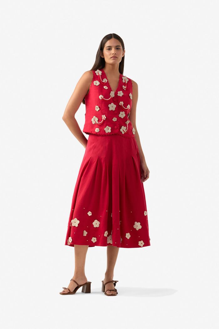 Colete Flores Vermelho