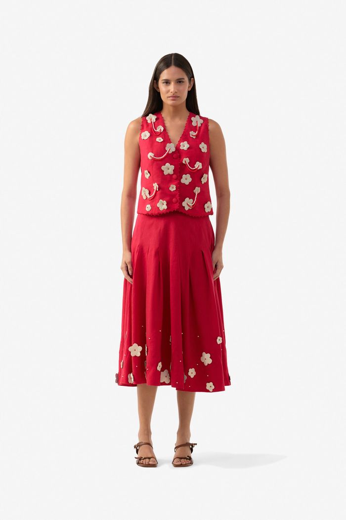 Colete Flores Vermelho