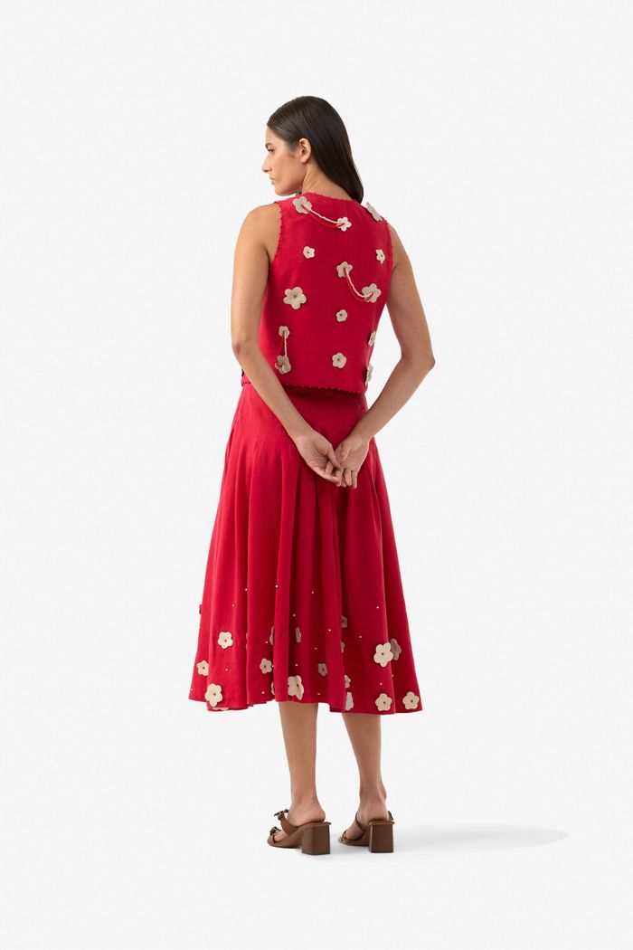 Colete Flores Vermelho