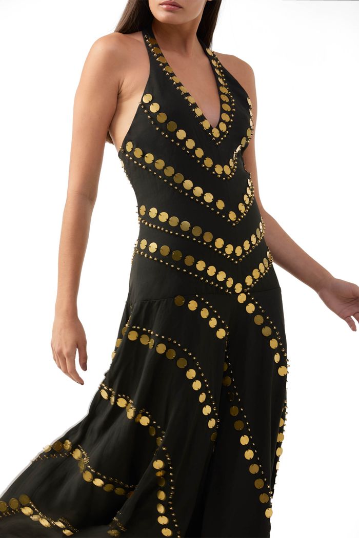 Vestido Moedas Frente Única Preto