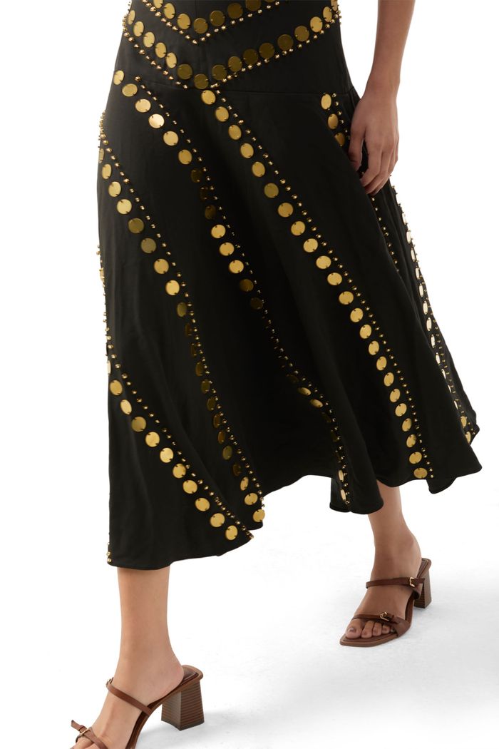 Vestido Moedas Frente Única Preto