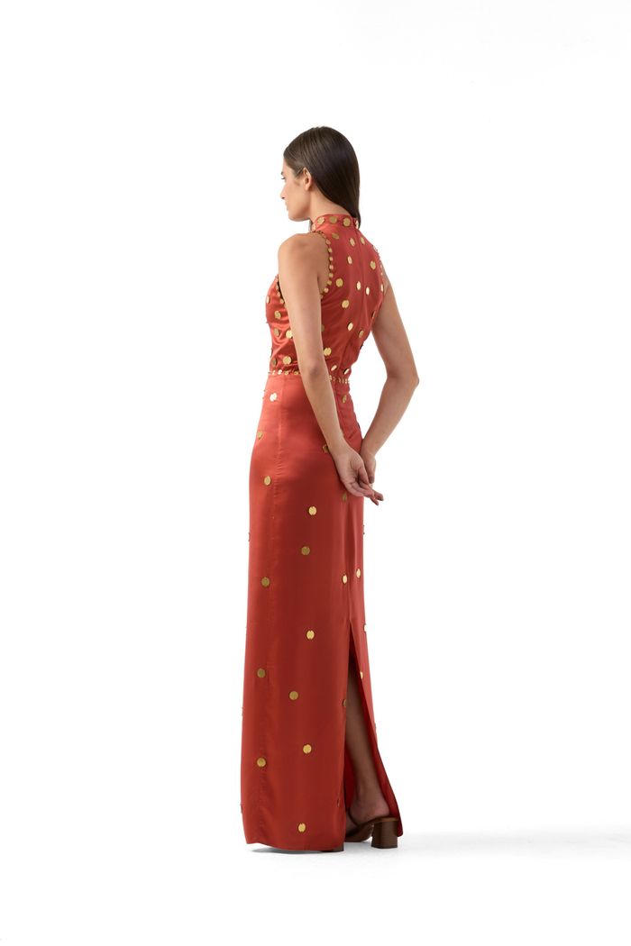 Vestido Moedas Terracota