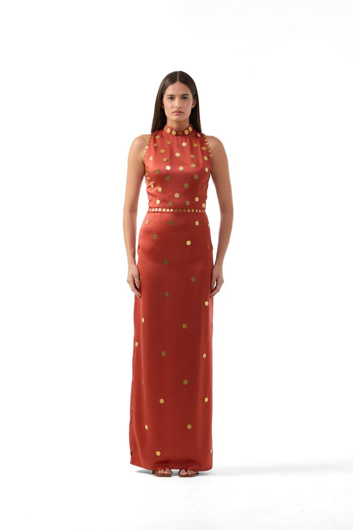 Vestido Moedas Terracota