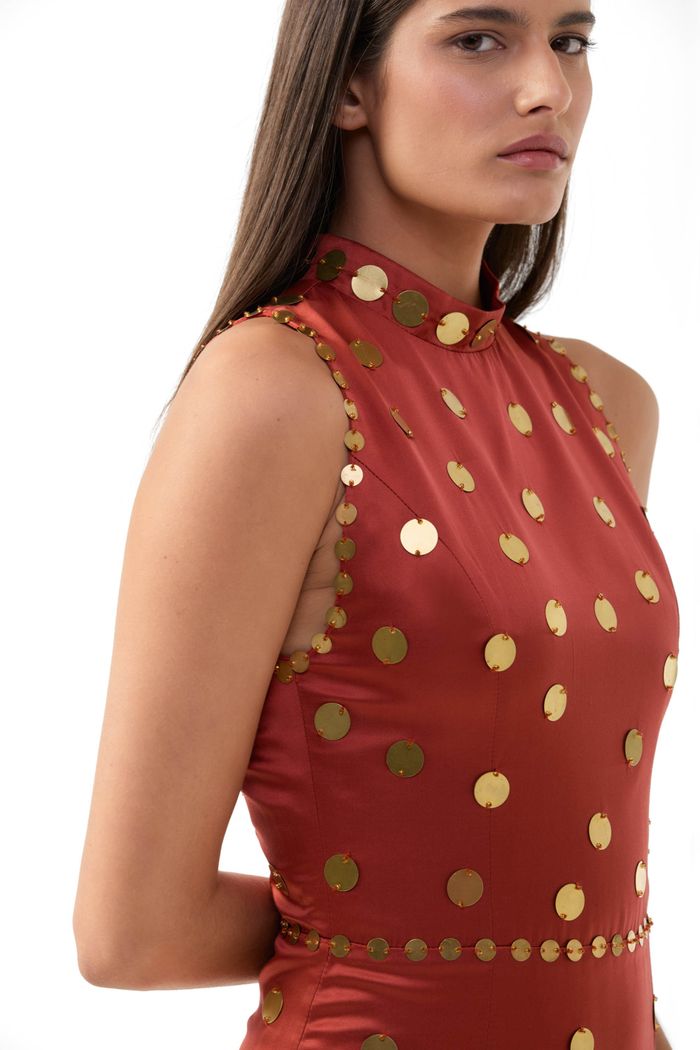 Vestido Moedas Terracota