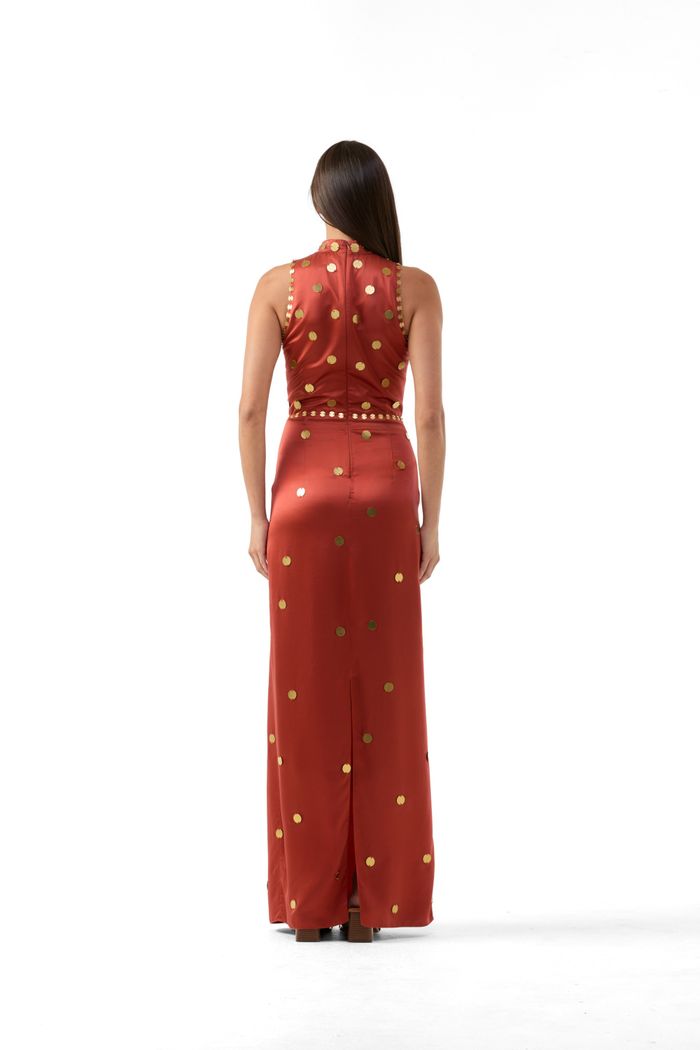 Vestido Moedas Terracota
