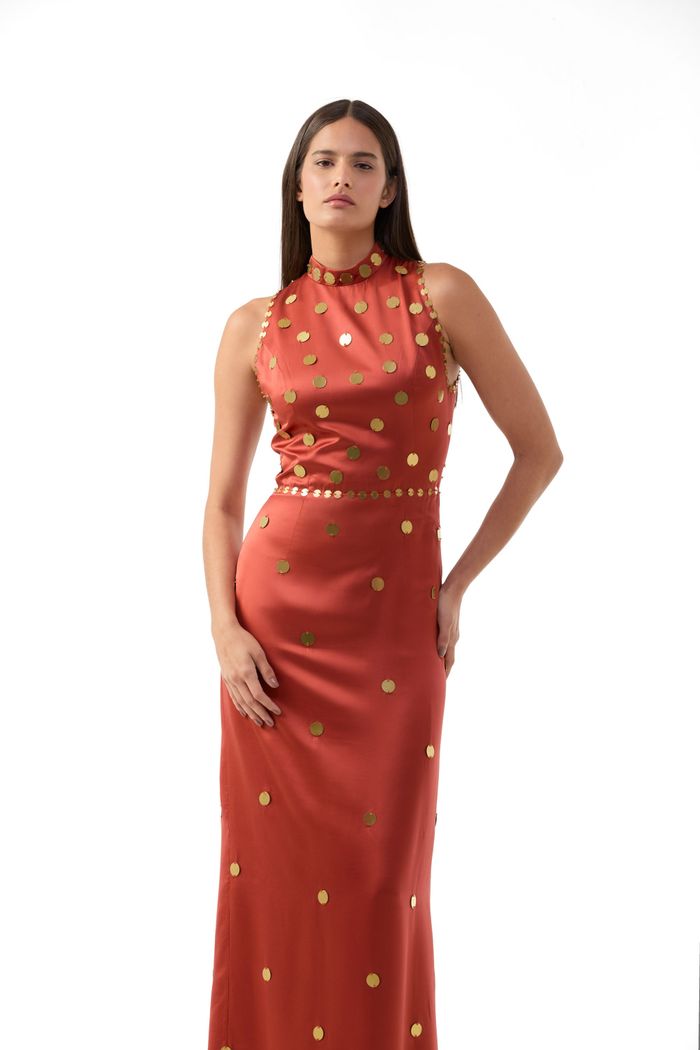 Vestido Moedas Terracota